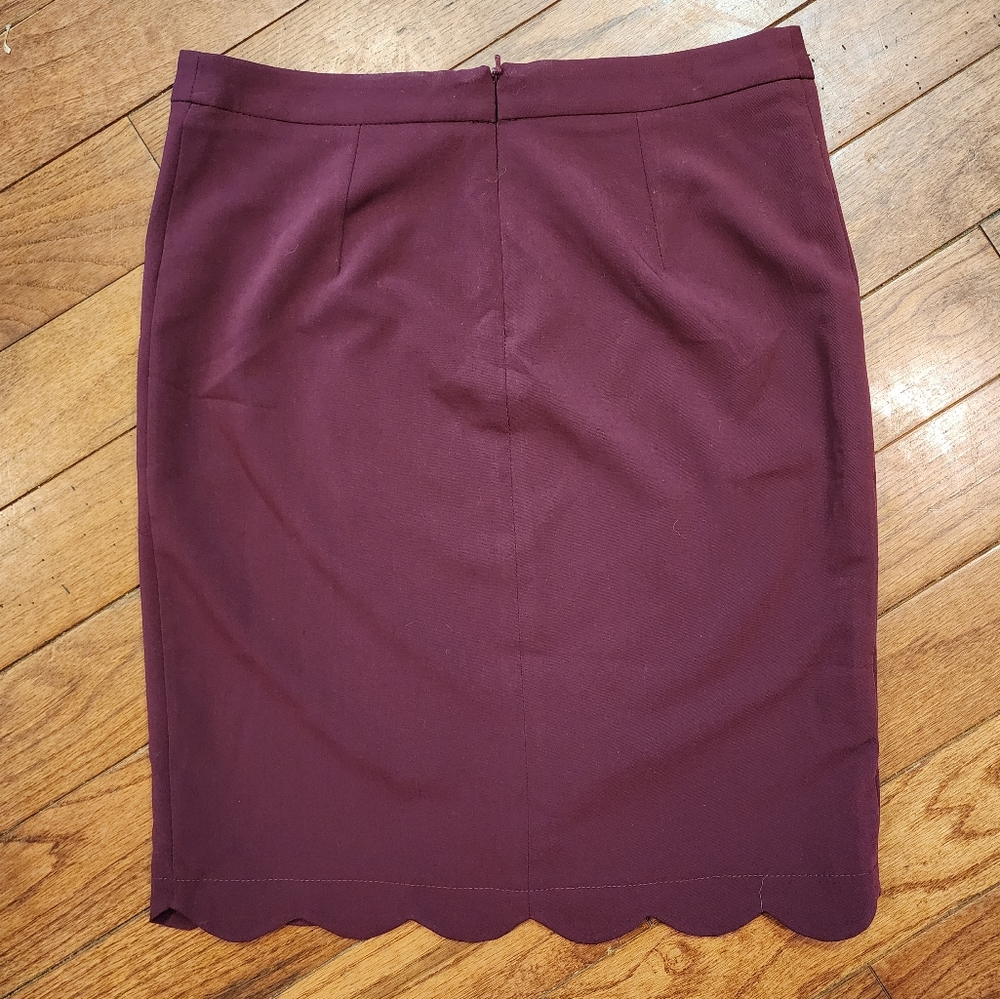 NWT ASOS Womens Straight Skirt Wrap Scallop Wine 4 - Picture 4 of 10